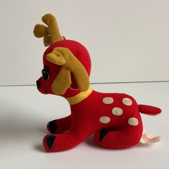 Vintage Fun World, Inc. Taiwan stuffed red reindeer white spots Christmas - Picture 4 of 16